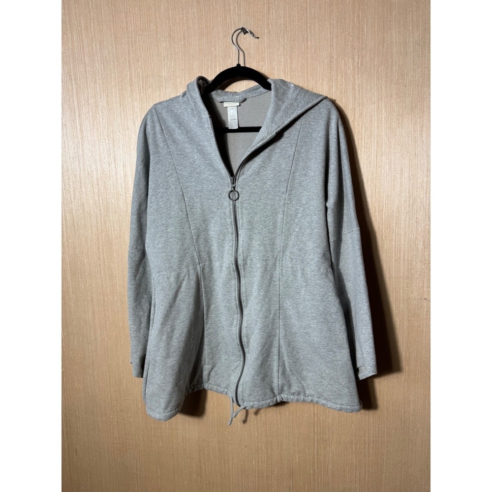 HANRO of Switzerland Zip Up Hoodie‎ Jacket Womens S Gray Drawstring Casual